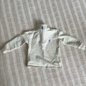The Beaufort Bonnet Company Cream and Blue Quarter-Zip Sweatshirt